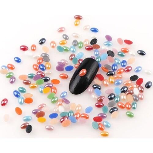 500Pcs Mix Color Oval 2x4mm/4x6mm Ceramics Rhinestone Flatback Charm For DIY 3D Nail Art Manicure Decor/DIY Phone Decor