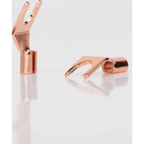 8Pcs SY1502 High Quality Pure Red Copper Spade Plug Speaker Cable Spade Connector Terminal Plug