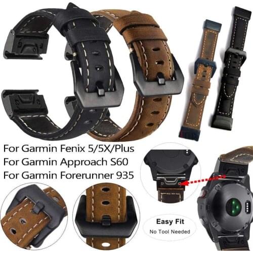 Quick Release Watch Band For Garmin fenix5/Garmin fenix5 plus/Garmin Approach S60/Garmin Forerunner 935 Leather Bracelet Strap