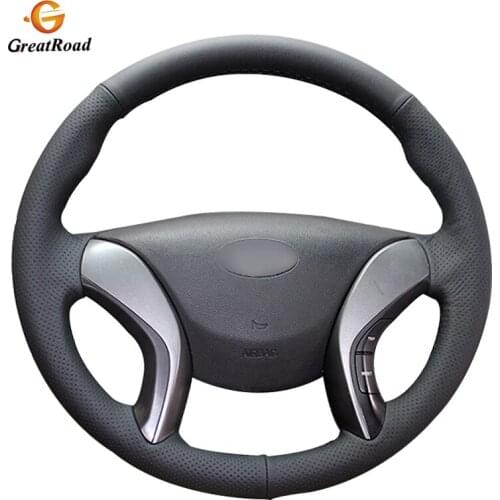 Black Genuine leather Car Steering Cover for Hyundai Elantra 3 2011-2016 Elantra Sport 2011-2016 Elantra GT 2013-2017