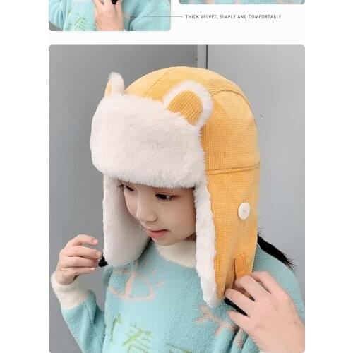 Childrens Lei Feng Hat In Autumn And Winter With Thick Wool To Keep Warm Cycling Cotton Hat To Protect The Face From The Cold