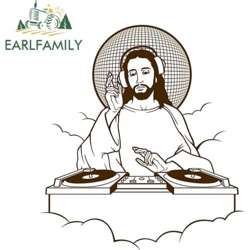 EARLFAMILY 13cm x 11.6cm for Jesus Dj Car Sticker Vinyl Personality Waterproof Scratch-proof Window Decal Vehicle Decoration
