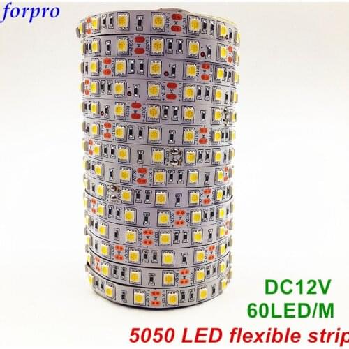 100m/lot LED 5050 flexible strip light 60LED/m 12V Non-waterproof 5m/Roll RGB Cold white warm white Blue Red Pink yellow green