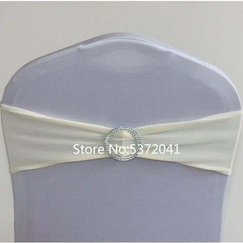 Hot Sale 15×35cm Crystal Round Buckle Spandex Chair Covers Sash For Wedding/Banquet Decoration