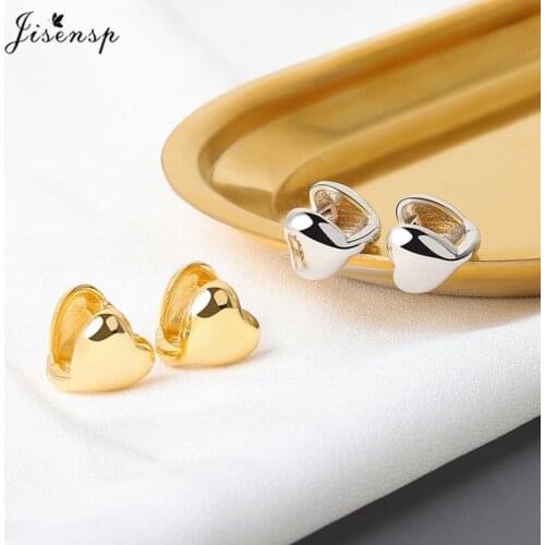 Jisensp New Gold Silver Color Heart Earrings for Women Punk Vintage Geometric Irregular Stud Earrings Fashion Jewelry Gift