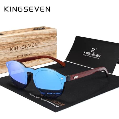 KINGSEVEN Natural Handmade Wood Sunglasses UV400 Men Sun Glasses Women Brand Design Original Rosewood Eyewear Oculo
