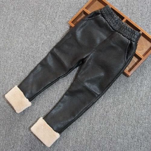 2021 teenage Girls Leggings Winter Kids Thick girl Pants Children Warm Trousers Faux PU Leather Legging Slim Pant 3-12y