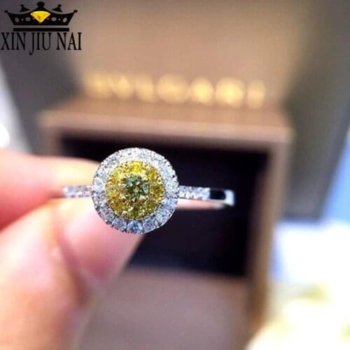 Hot Sell Champagne Diamond Gold Pure Gold Ring Beautiful Gemstone Ring Good Upscale Trendy Classic Party Fine Jewelry size 6-10