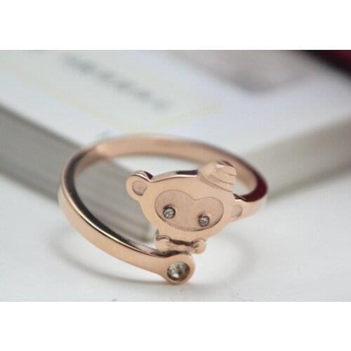 Martick New Arrival Lovely Animal Monkey Rings Rose Gold-Color Europe Brand Jewelry For Woman Jewelry R235