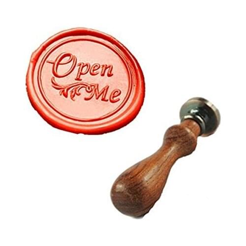 MDLG Vintage Open Me Fancy Script Custom Picture Logo Wedding Invitation Wax Seal Sealing Stamp Rosewood Handle Set