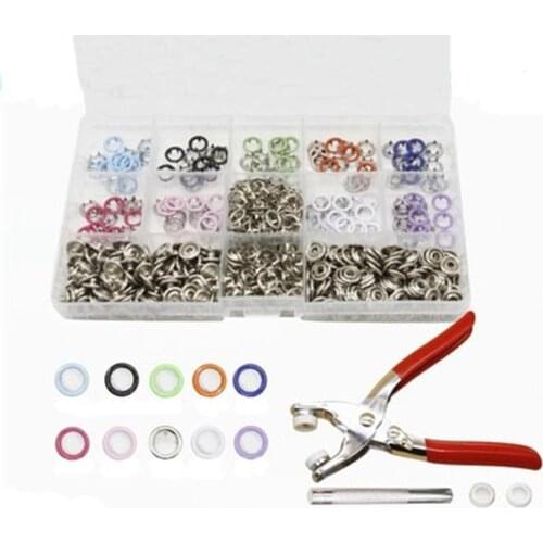 9.5mm Metal Combined Buttons Claw Buckle with Tool Pliers for DIY Baby Girls Boys' Cloth Clamps Press Rivets Poppers Children