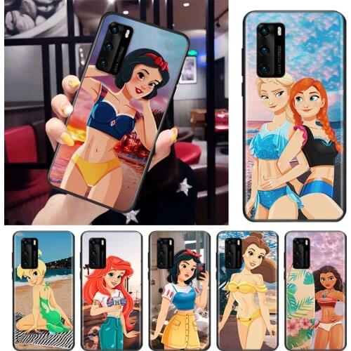 Disney Beach Princess For Huawei P Smart S Z Mate 40 RS 30 20 10 Pro Plus Lite 2019 2020 2021 Black Soft Phone Case