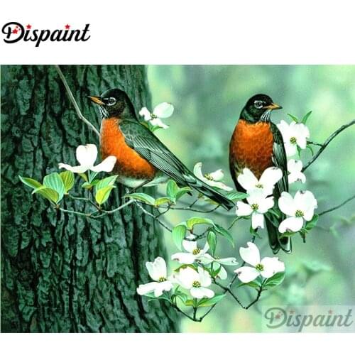 Dispaint Full Square/Round Drill 5D DIY Diamond Painting "Birds and flowers" 3D Embroidery Cross Stitch Home Decor Gift A12500