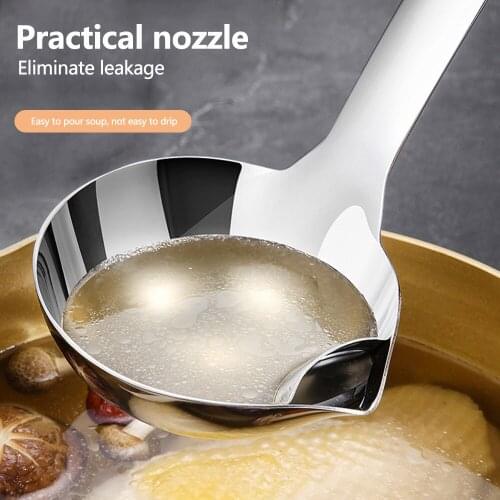 Stainless Steel Oil Separator Spoon Filter Spoon Soup Food Oil Separation Colander Strainer Drain Cooking Spoon Kitchen