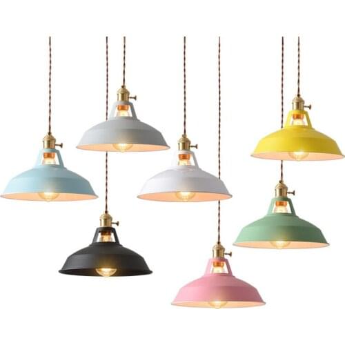 Retro Pendant Light Industrial Style Colorful E27 Kitchen Restaurant Home Lamp Vintage Hanging Light Lampshade Decorative Lamps