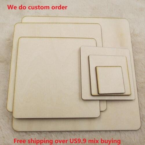 Unfinished Natural Wood Pieces Blank Squares Cutout Tiles Wooden Crafts Supplies for DIY Art Craft Projects Home Decorations