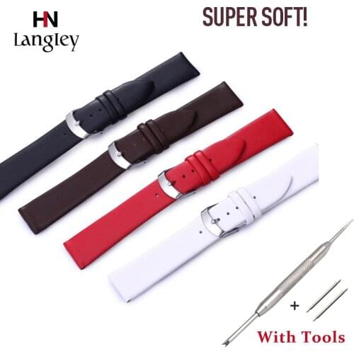Genuine Leather Watchband Ultrathin Super Soft Wristwatch Straps 10 12 14 16 18 20 22mm Wristbands Watch Accessories
