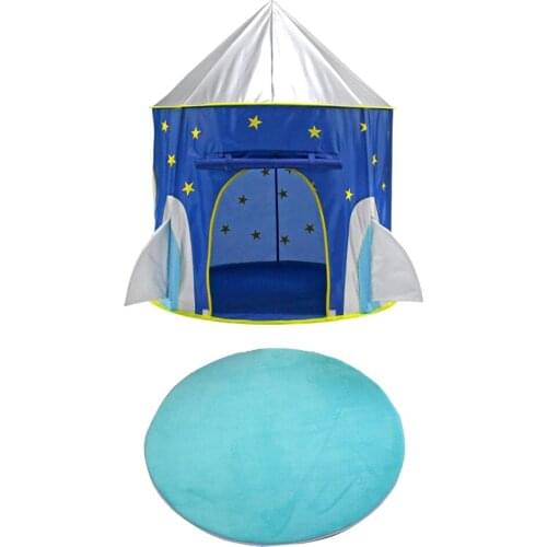 Folding Space Capsule Pop Up Playhouse Princess Tent + Carpet Rug Kids Indoor & Outdoor Toy