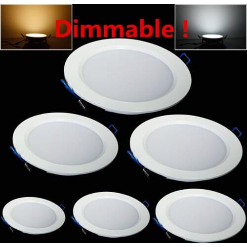 LED Downlight Dimmable 4W 6W 9W 12W 15W 25W Round Ultrathin SMD 2835 Power Driver Ceiling Panel Lights Cool Warm White