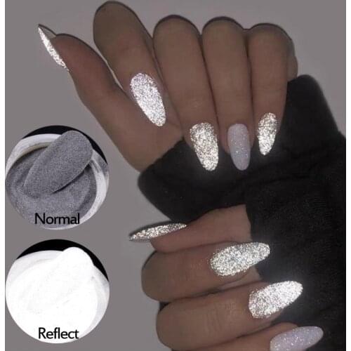 1Box Reflective Nail Glitter Powder Manicure Dust Shiny Gel Polish Sparkly Pigment Nail Art Decorations Holographics Dust