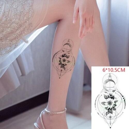 Waterproof Temporary Tattoo Sticker Moon Sunflower Planet Circle Dot Body Art Flash Tattoo Fake Tattoo for Women Men