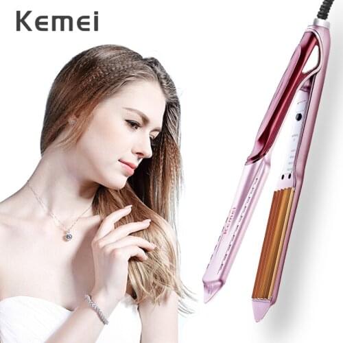 Kemei Fluffy Small Waves Corrugated Hair Curler Fast Heating Tourmaline Ceramic Curling Hair Straightener Styling Tools 45G