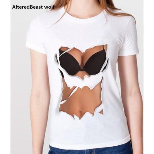 2018 Women Summer Cool Tops Casual 3D boobs Print and Short Sleeve O-neck t-shirt Big Boobs Sexy Breast design Print t shirt