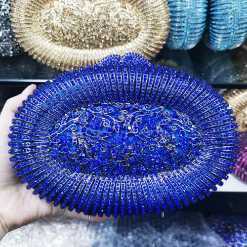 Women Blue Gold Purple Crystal Clutch Bag Evening Bags Hollow Out Wedding Party Shoulder Bag Handbag Clutch Purse Clutches Bags