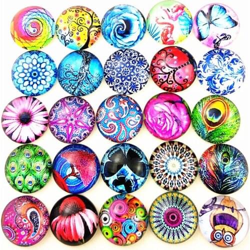 10pcs Butterfly, Owl,Mandala Bandanna, Tree of life,12/20/25mm Glass Cabochon for DIY Necklace bracelet Earrings keychain
