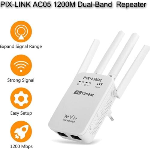 1200Mbps Wifi Repeater Dual Band AC 2.4G / 5G Bridge Connection Signal Amplifier For Router PC Laptop Mobile phone Net Work