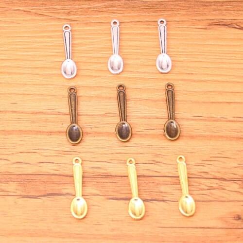 150 pcs Mixed Antique Silver Gold Charms kitchen cooking spoon,Antique Making pendant fit DIY bracelet necklace 24mm