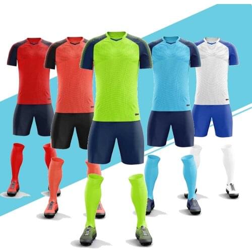 2019 Professional Custom Team Football Uniform 2018 Men and boys Soccer Jersey 100% Polyester Football Training Suit