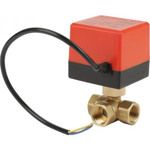 220VAC 3 Way Brass Valve G12 DN15 Motorized Ball Electrical Valve for Flow Control