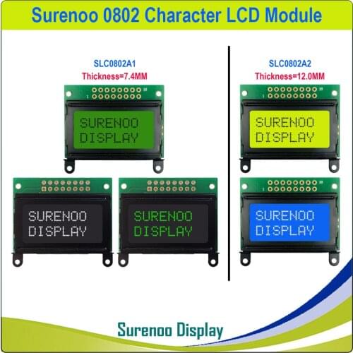 40*30MM 8*2 0802 8X2 Character LCD Module Display Screen LCM with / without Backlight build-in SPLC780D Controller