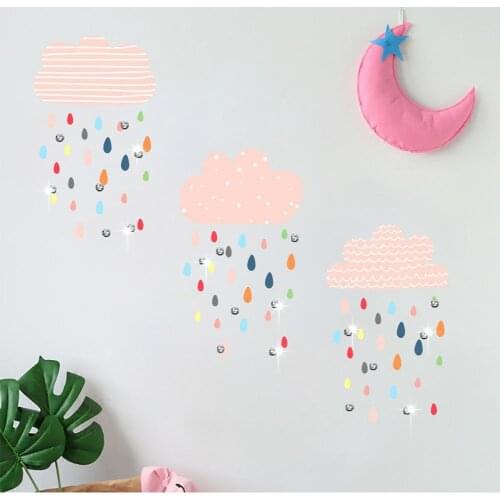 50cm Long 1 Set Beautiful Rhinestone Rainy Wall Decal PVC Rainy Wall Decal Eco-friendly for Bedroom