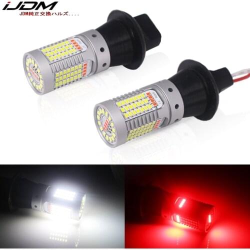 IJDM Car 7440 LED White/Red Dual-Color Canbus W21W T20 led Bulbs 12v for Car Backup Reverse Lights & Rear Fog Lamp Conversion
