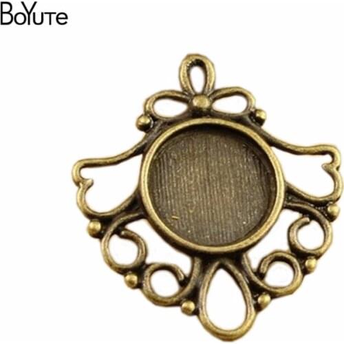 BoYuTe (50 Pieces/Lot) Round 12MM Cabochon Base Pendant Wholesale Vintage Diy Pendant Settings Accessories Parts