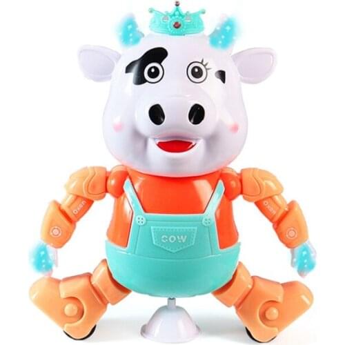 Children Electric Dancing Robot Calf Sound and Light Music Kids Dancing Baby Cow Electric Toy Parent-Child Game Gift