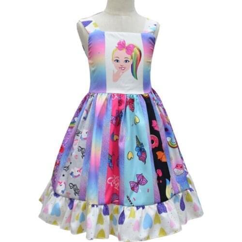 JOJO Siwa Girl Kids Dress Unicorn Rainbow Cute Cartoon Cosplay Costume Party Princess A-line Dress Baby Girl 3-8Y Gifts Dropship