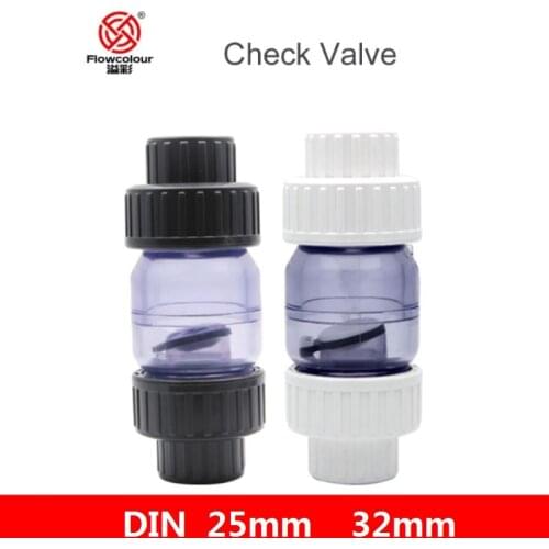 Flowcolour UPVC 25mm-32mm Gray Swing Check Valve Non-Return Flap Valve One Way Valve Fish Tank Connector Pipe Fittings