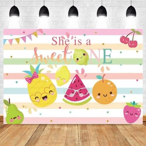 Yeele Summer Cartoons Watermelon Pineapple Orange Pear Backdrop Girl Party Photo Studio Background Photozone Photophone Props