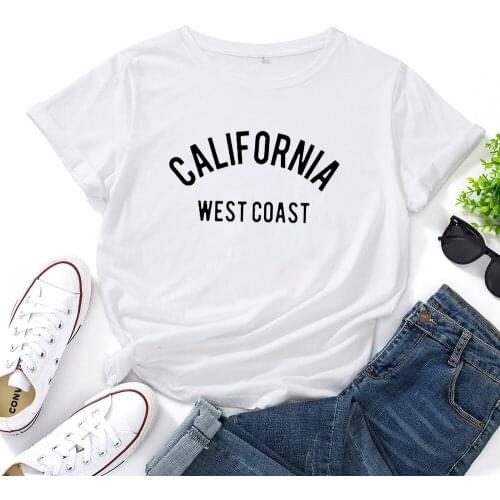 CALIFORNIA WEST COAST Graphic Woman Tshirts Round Neck Letter T Shirt Women Fashion Personalized Tee Shirt Femme
