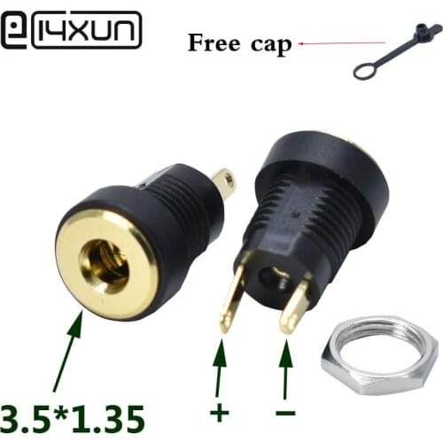1/2/5Pcs 3A 12v for DC Power Supply Jack Socket Female Panel Mount Connector 3.5x1.35mm Plug Adapter 2 Terminal type GOLD PLATED