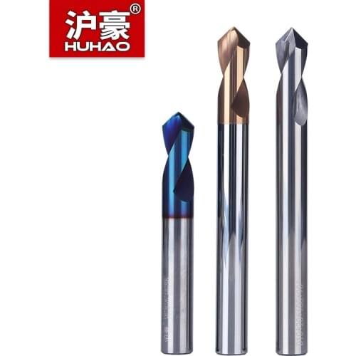 HUHAO Positioning Drill For Aluminum Centering Point Drill Chamfer 90° Drill Bit Tungsten Steel CNC Tool Nano Coated Hole opener