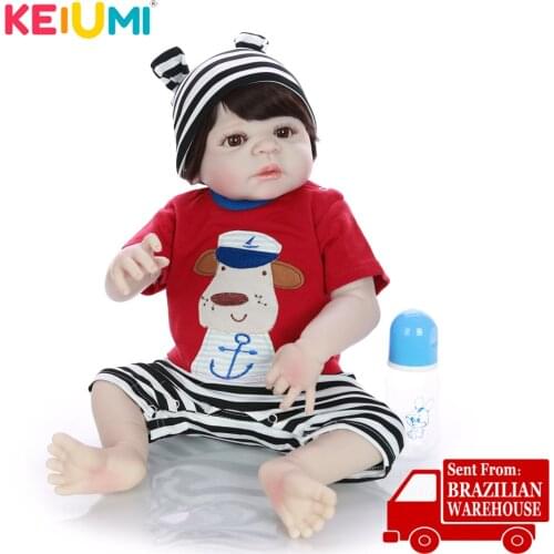 KEIUMI 23Inch Reborn Baby Doll Lifelike Newborn Full Body Vinyl Silicone Reborn Baby Boy Adorable Children Birthday Gift Toys