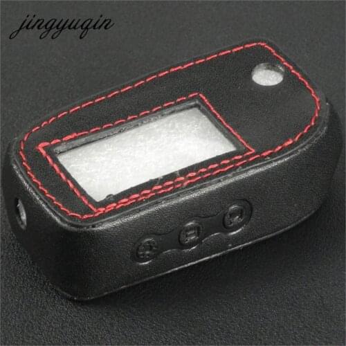 Jingyuqin Leather Cover for StarLine A9 A6 A8 A4 Two Way LCD Car Alarm Remote Controller Keychain Modified Folding Key Cover
