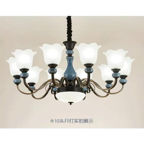 Living room chandelier European luxury atmospheric ceramic dining room chandelier Jane European bedroom American net red lightin