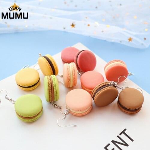Cute Simulation Macaron Earrings Burger Multicolor Fashion Earrings Japanese Girls Three-dimensional Food Play Earrings