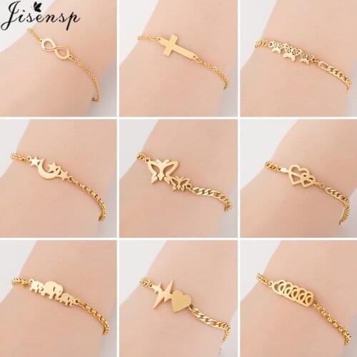 Fashion Stainless Steel Bracelet for Women Lovely Butterfly Elephant Cross Heart Charm Bracelets Bangles Jewelry Accessories