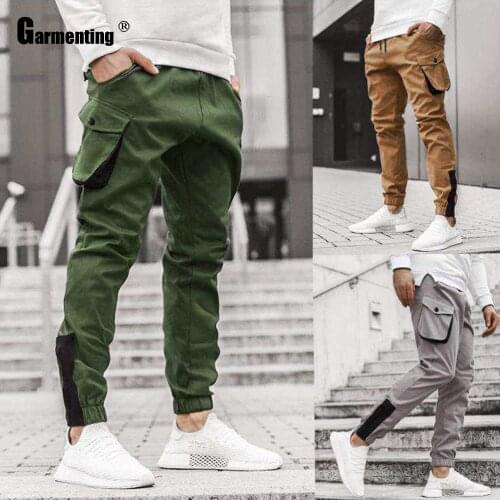 Garmenting Mens Fashion Cargo Pants 2021 New Spring Autumn Skinny Pants Male Multi-Pockets Trouser Sports Outdoor Leisure Pant